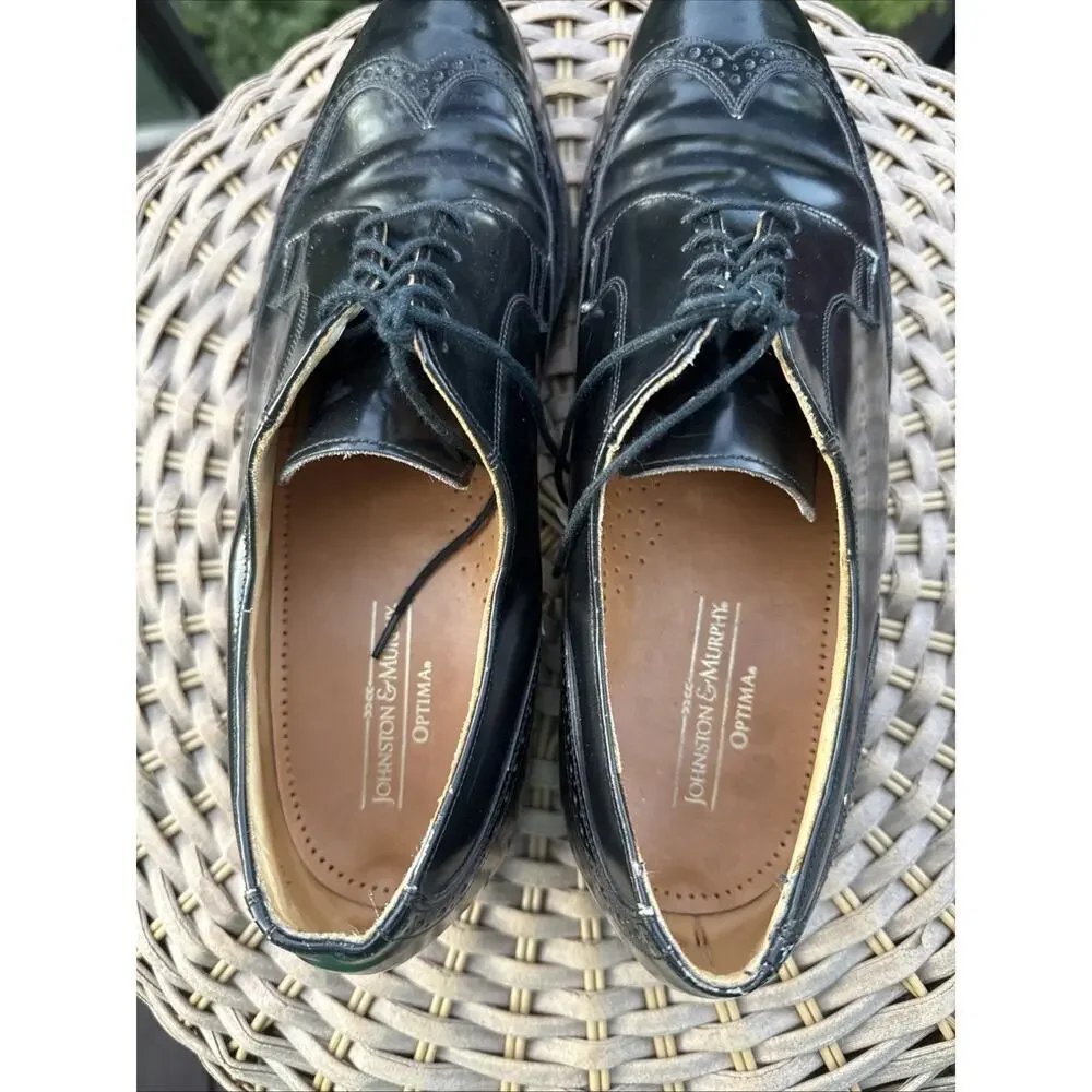 Johnston & Murphy Men’s Black Leather Oxford Dress Shoes Size 10 D Optima